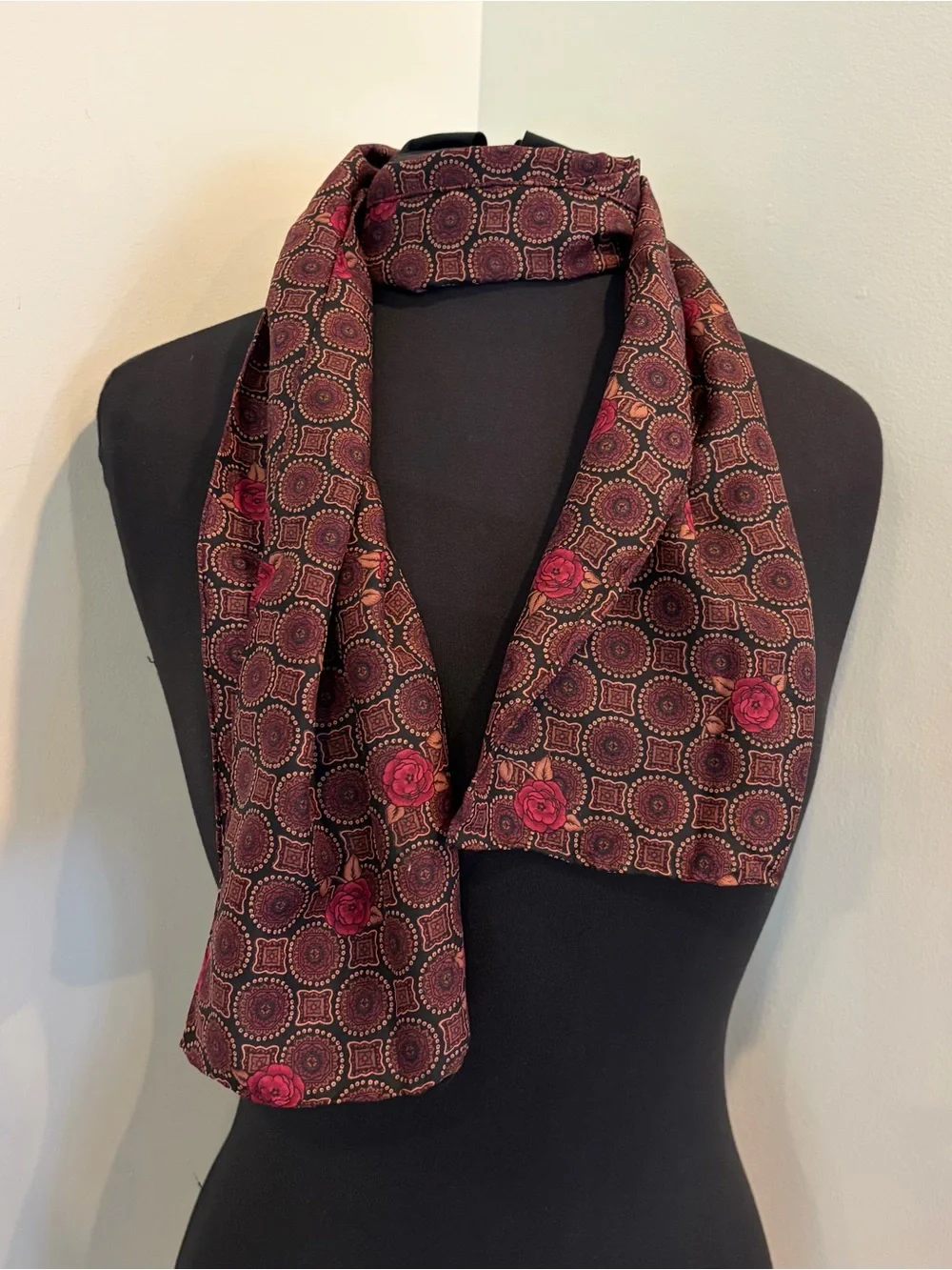 Set of Three Patterned Scarves - Mustard, Burgundy, Royal Blue Vera Neumann